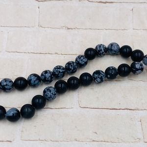 Snowflake Obsidian 8mm Smooth Round Bead Full Strand Jewelry Making Supplies